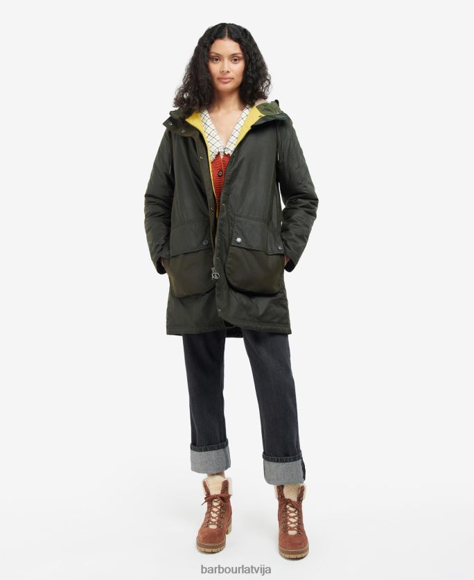 Barbour sievietes Lunan vaska jaka P8J88A1397 apģērbs paparde/olīva/limeade