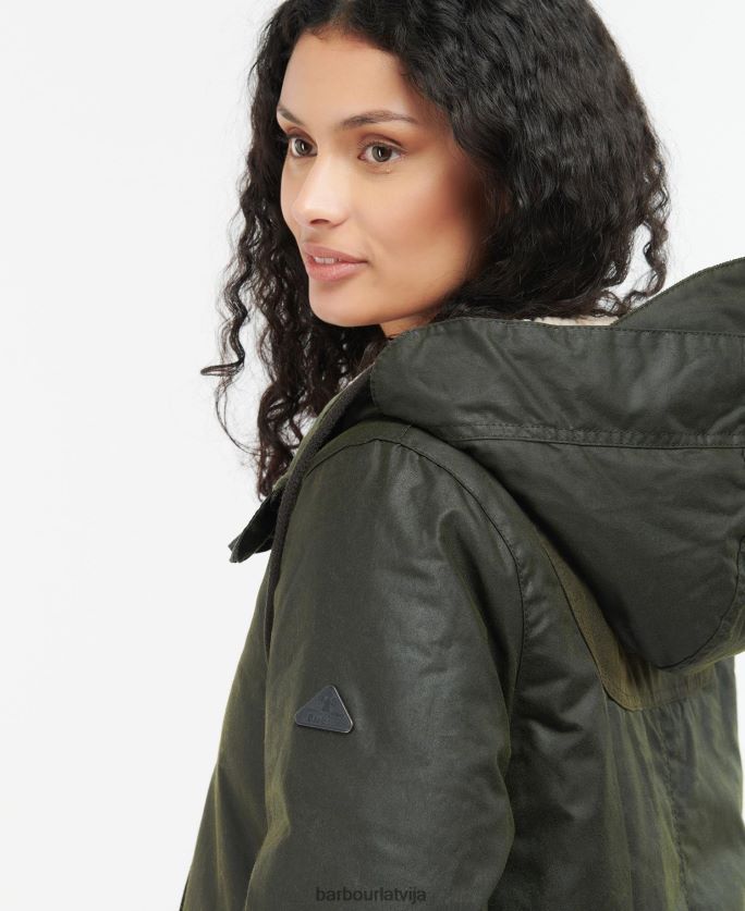 Barbour sievietes Lunan vaska jaka P8J88A1397 apģērbs paparde/olīva/limeade