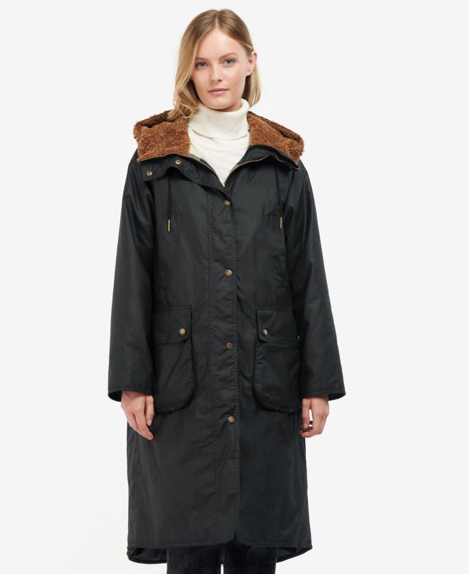 Barbour sievietes gunnister vaska jaka P8J88A1395 apģērbs melns/senais tartāns