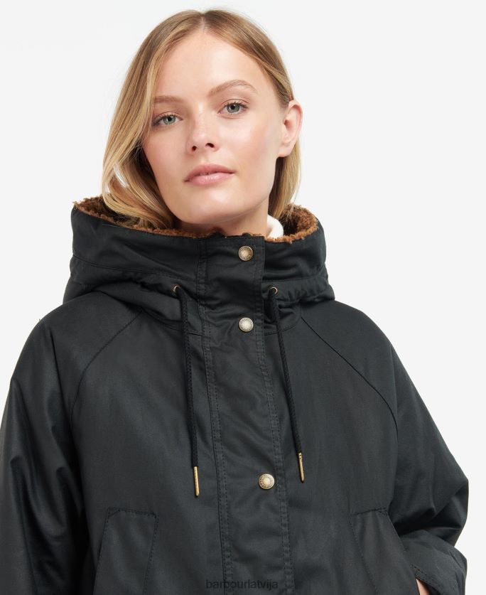 Barbour sievietes gunnister vaska jaka P8J88A1395 apģērbs melns/senais tartāns