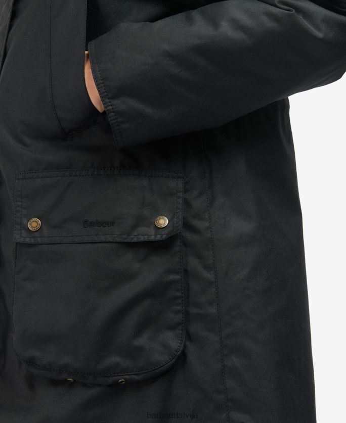 Barbour sievietes gunnister vaska jaka P8J88A1395 apģērbs melns/senais tartāns