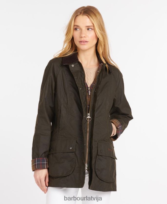 Barbour sievietes klasiska beadnell vaska jaka P8J88A1365 apģērbs olīvu
