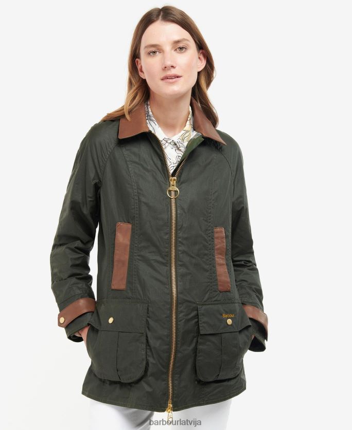 Barbour sievietes premium beadnell vaskota jaka P8J88A1387 apģērbs arhīvs olīvu/seno