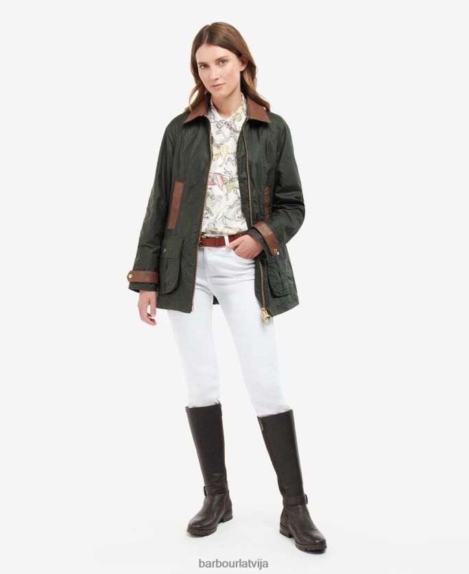 Barbour sievietes premium beadnell vaskota jaka P8J88A1387 apģērbs arhīvs olīvu/seno