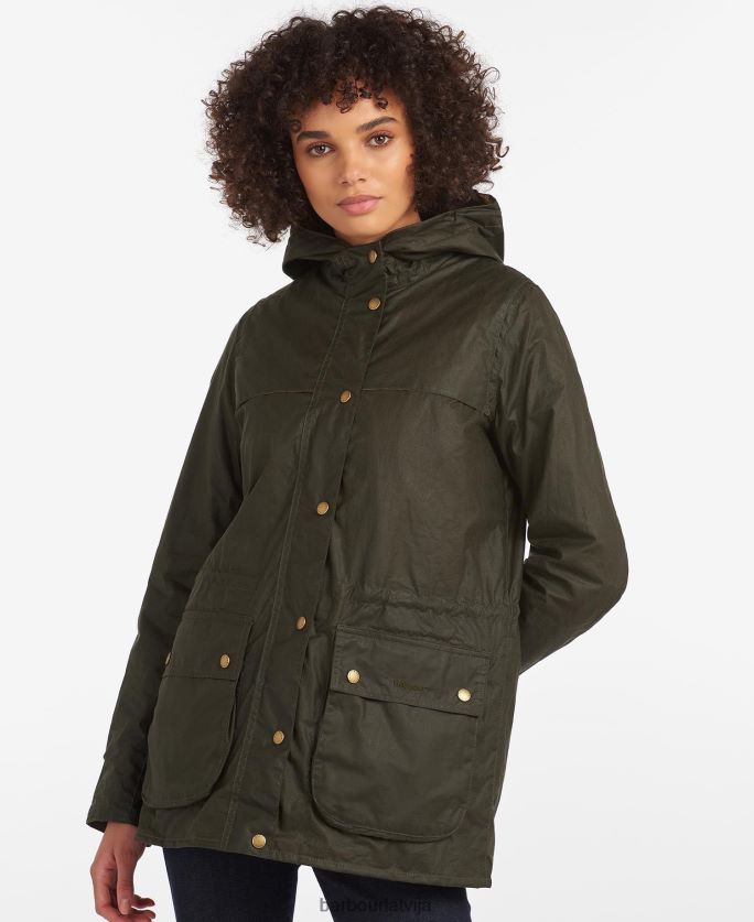 Barbour sievietes viegla durham vaskota kokvilnas jaka P8J88A1369 apģērbs arhīvs olīvu