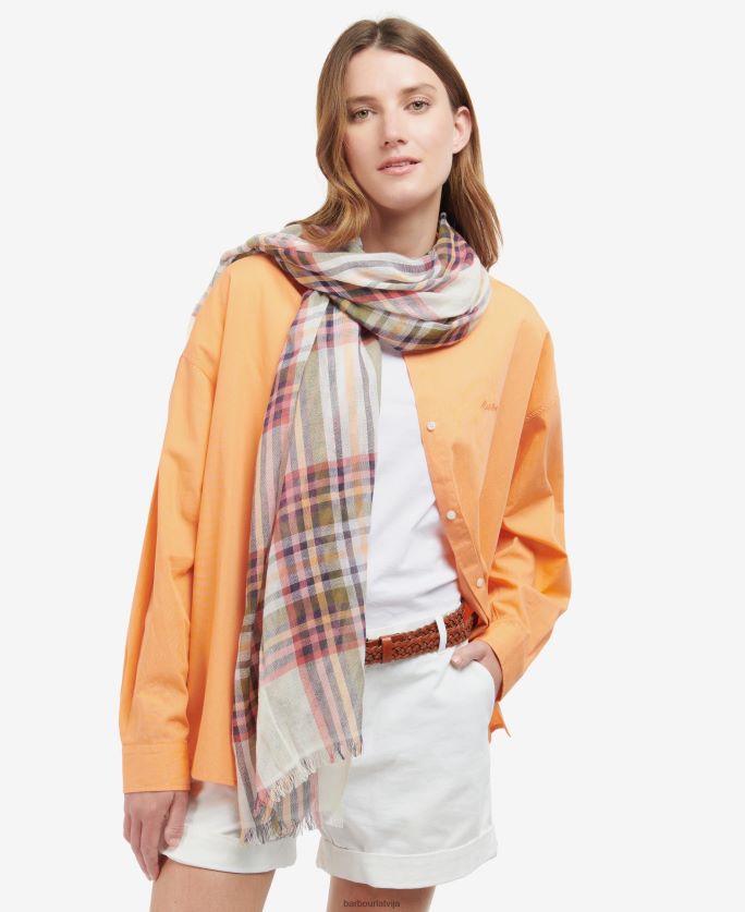 Barbour sievietes vasaras lonnen rūta šalle P8J88A2459 Piederumi klasisks balts