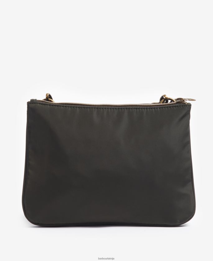 Barbour sievietes ella dubultā rāvējslēdzēja crossbody soma P8J88A2400 Piederumi olīvu