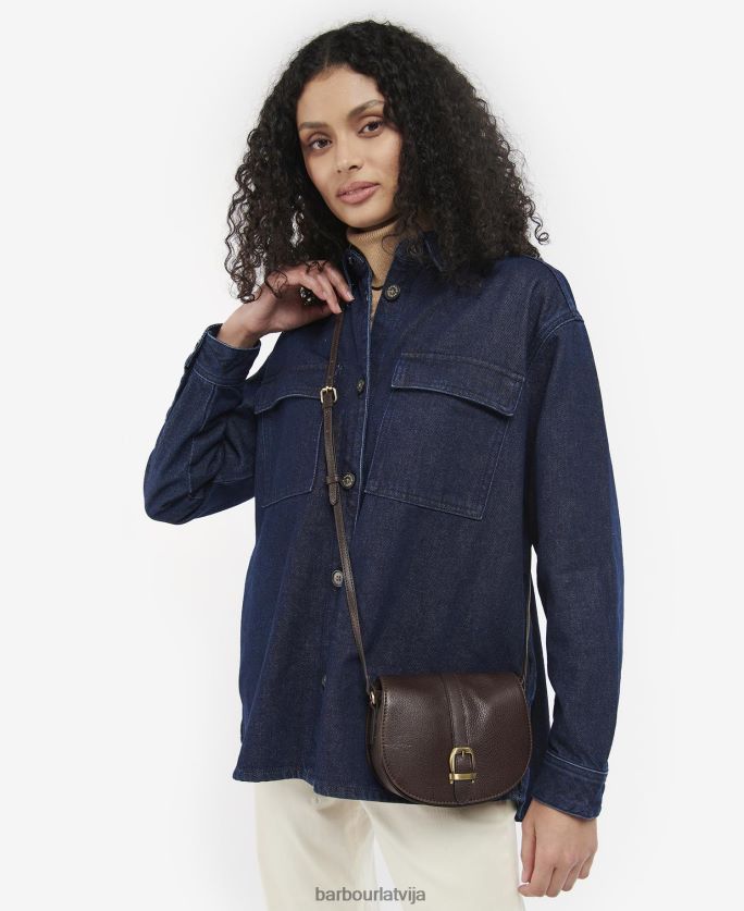 Barbour sievietes laire ādas seglu soma P8J88A2405 Piederumi tumši brūns