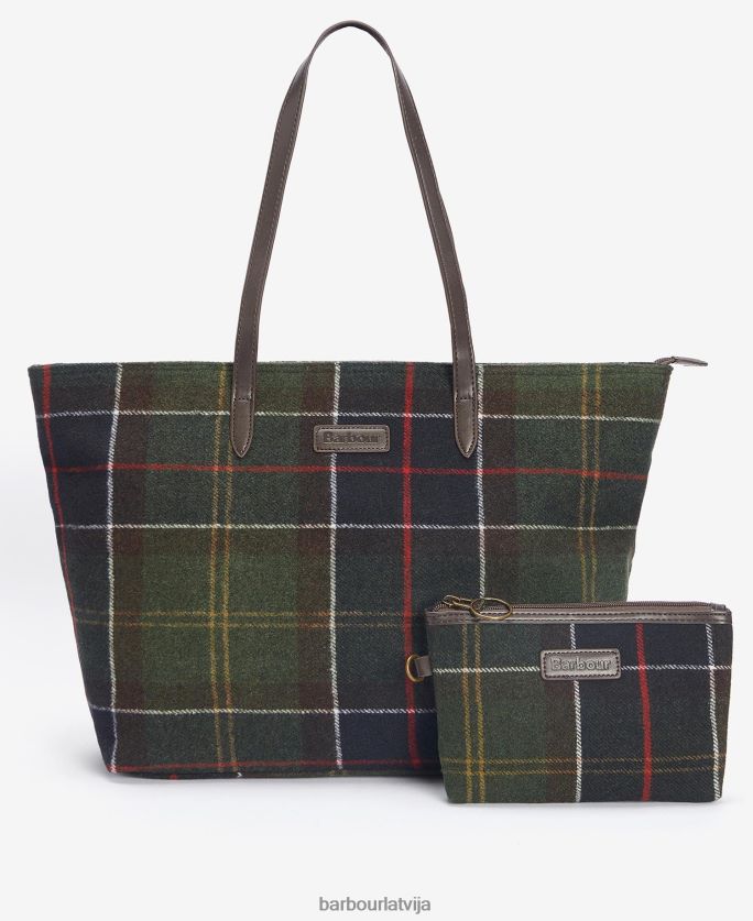 Barbour sievietes tasche witford tartan tote P8J88A2394 Piederumi klasiskais tartāns