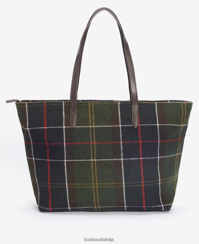 Barbour sievietes tasche witford tartan tote P8J88A2394 Piederumi klasiskais tartāns