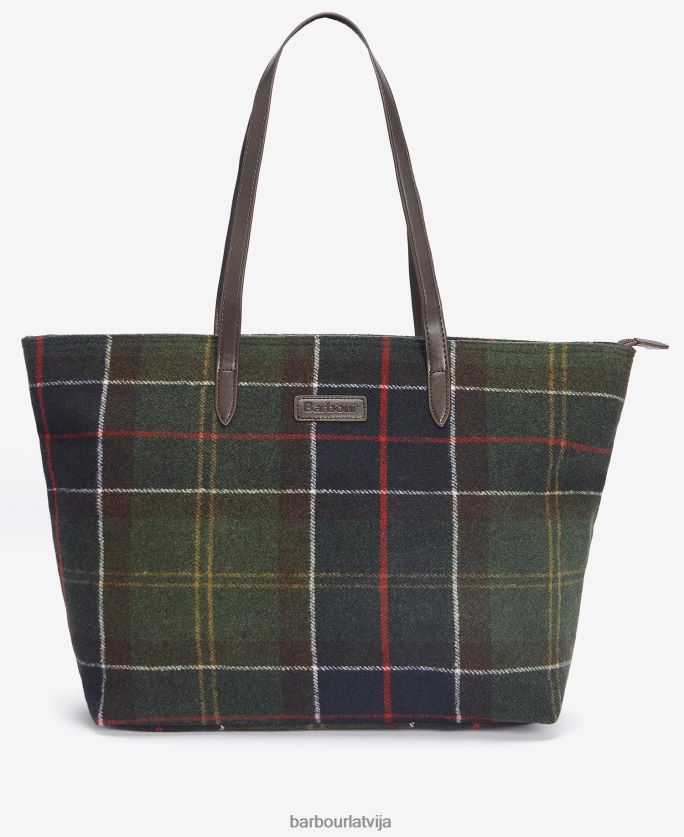 Barbour sievietes tasche witford tartan tote P8J88A2394 Piederumi klasiskais tartāns