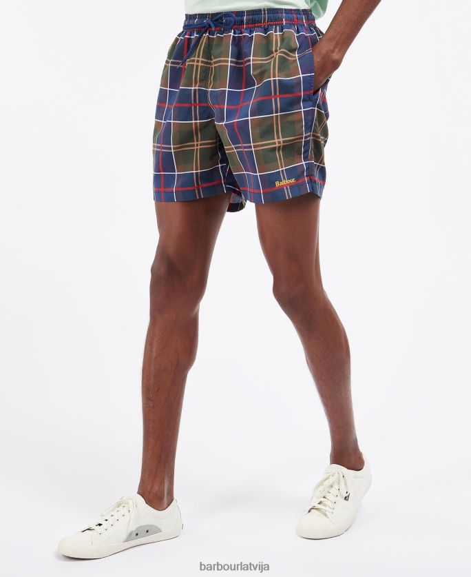 Barbour vīriešiem tartāna peldšorti P8J88A1169 apģērbs vasaras flotes tartāns