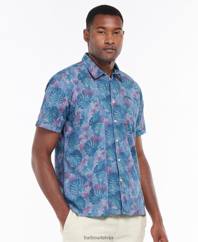 Barbour vīriešiem Dunfordas vasaras krekls ar īsām piedurknēm P8J88A330 apģērbs chambray zils