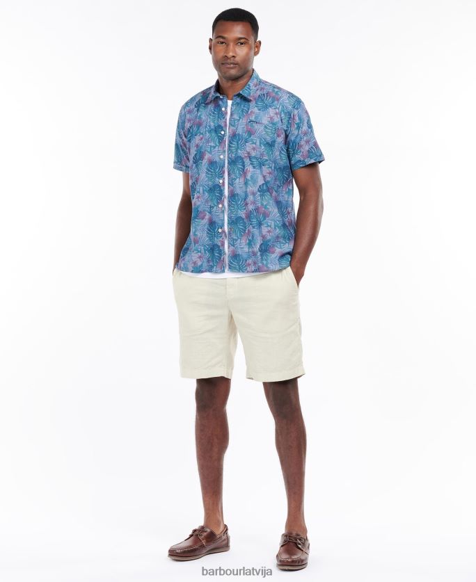 Barbour vīriešiem Dunfordas vasaras krekls ar īsām piedurknēm P8J88A330 apģērbs chambray zils