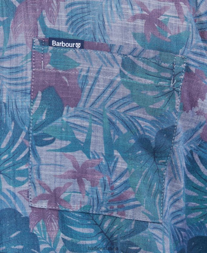 Barbour vīriešiem Dunfordas vasaras krekls ar īsām piedurknēm P8J88A330 apģērbs chambray zils