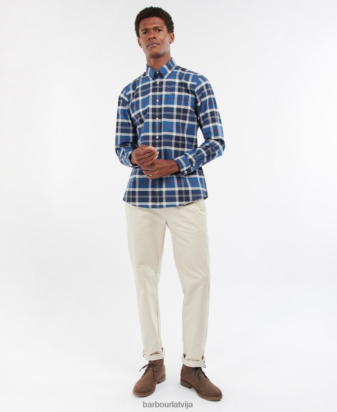 Barbour vīriešiem Lewis pielāgots krekls P8J88A427 apģērbs vasaras flote
