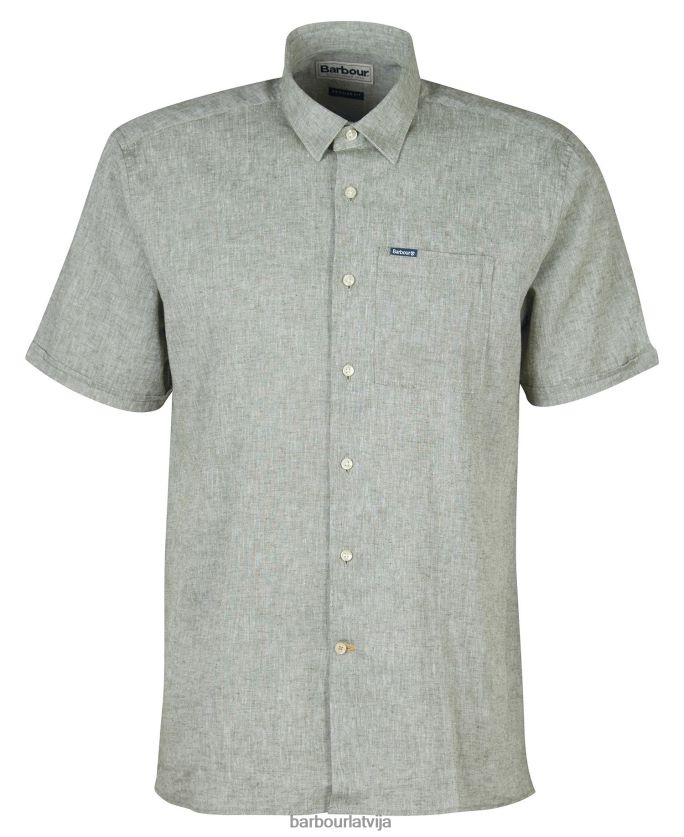 Barbour vīriešiem Nelson vasaras krekls ar īsām piedurknēm P8J88A291 apģērbs balinātas olīvas