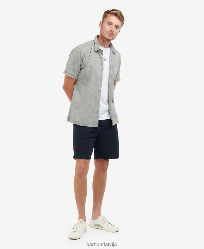 Barbour vīriešiem Nelson vasaras krekls ar īsām piedurknēm P8J88A291 apģērbs balinātas olīvas