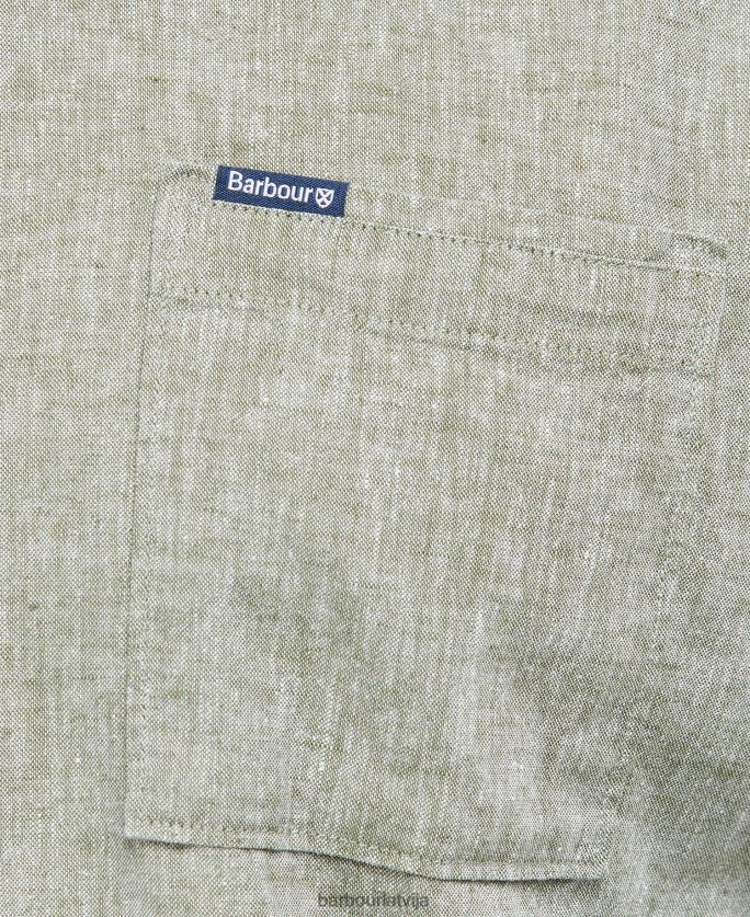 Barbour vīriešiem Nelson vasaras krekls ar īsām piedurknēm P8J88A291 apģērbs balinātas olīvas