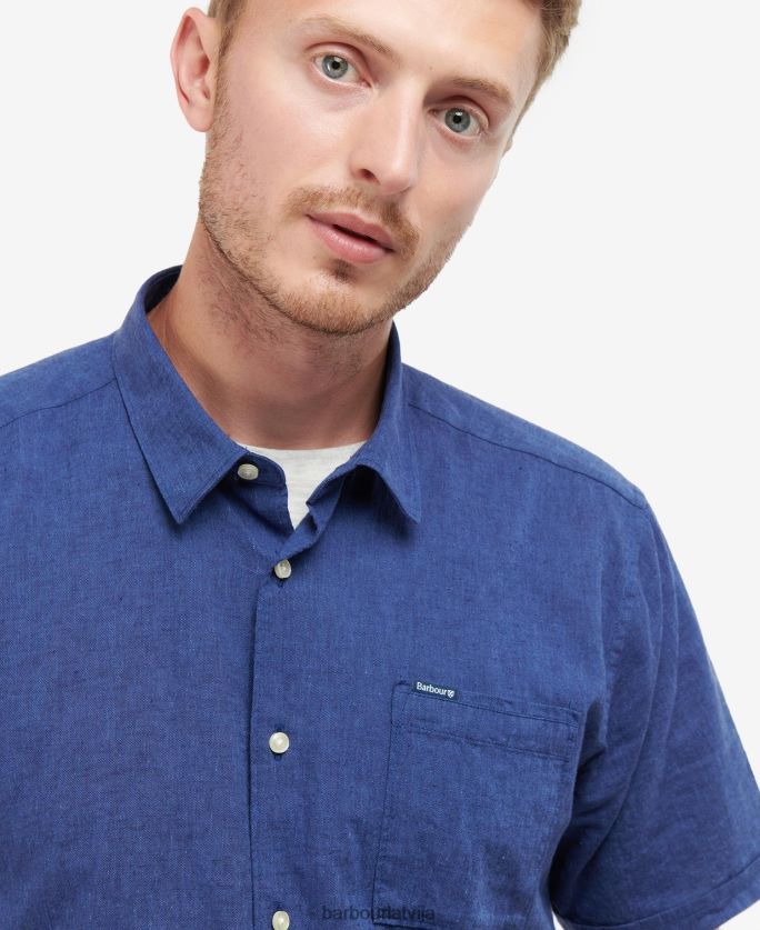 Barbour vīriešiem Nelson vasaras krekls ar īsām piedurknēm P8J88A295 apģērbs balinātas olīvas