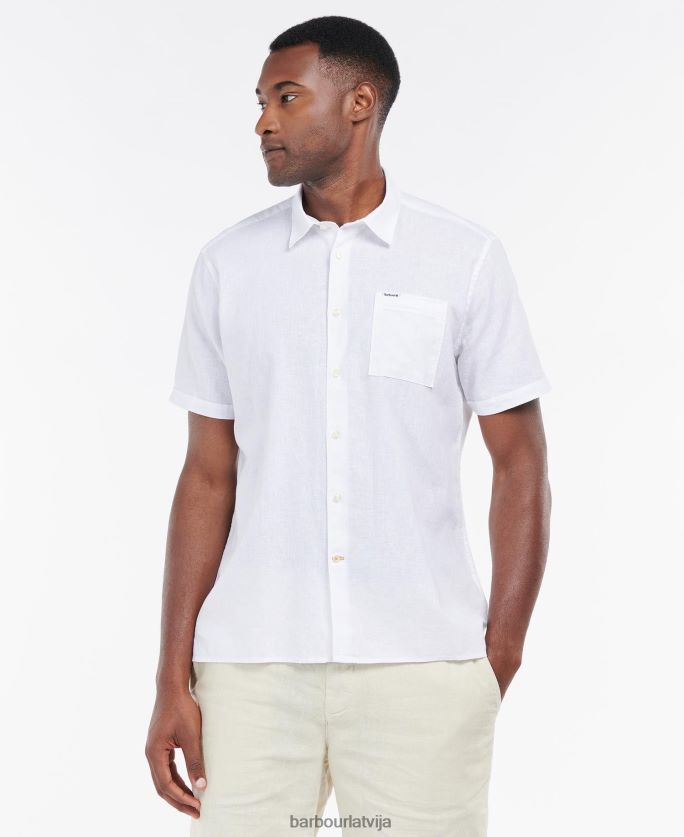 Barbour vīriešiem Nelson vasaras krekls ar īsām piedurknēm P8J88A325 apģērbs balts