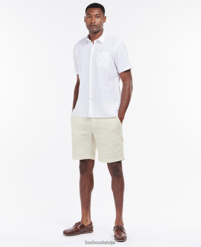 Barbour vīriešiem Nelson vasaras krekls ar īsām piedurknēm P8J88A325 apģērbs balts