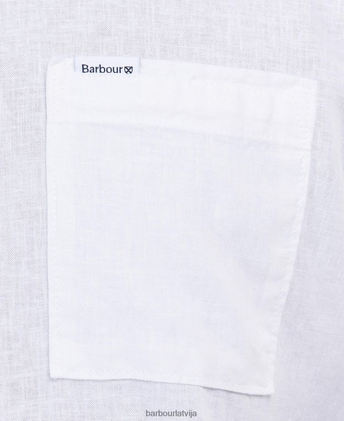 Barbour vīriešiem Nelson vasaras krekls ar īsām piedurknēm P8J88A325 apģērbs balts