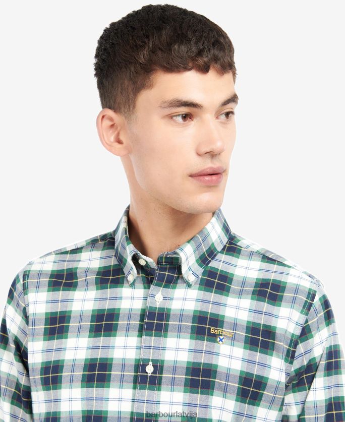Barbour vīriešiem Oxbridge pielāgots krekls P8J88A447 apģērbs efejas tartāns