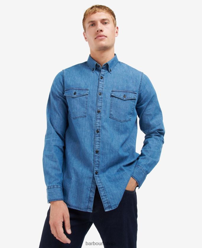 Barbour vīriešiem Reinoldsa džinsa krekls P8J88A518 apģērbs džinsa audums