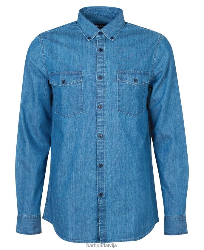 Barbour vīriešiem Reinoldsa džinsa krekls P8J88A518 apģērbs džinsa audums