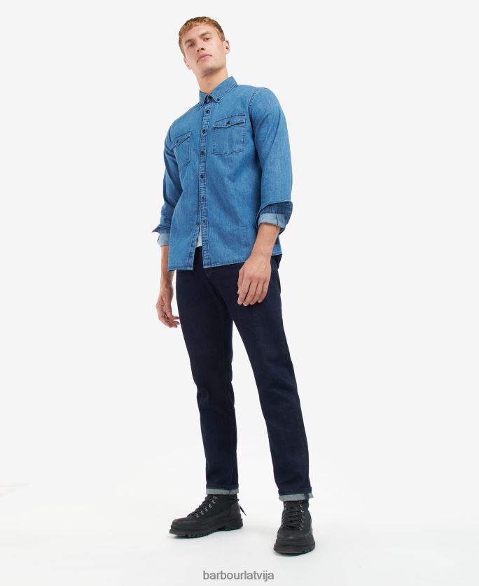 Barbour vīriešiem Reinoldsa džinsa krekls P8J88A518 apģērbs džinsa audums