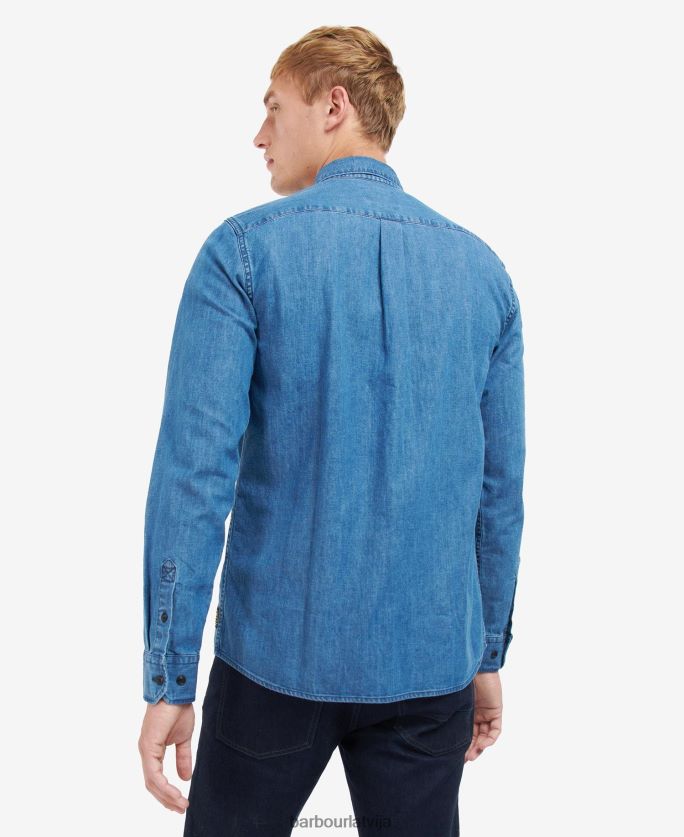 Barbour vīriešiem Reinoldsa džinsa krekls P8J88A518 apģērbs džinsa audums