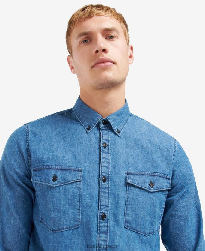 Barbour vīriešiem Reinoldsa džinsa krekls P8J88A518 apģērbs džinsa audums