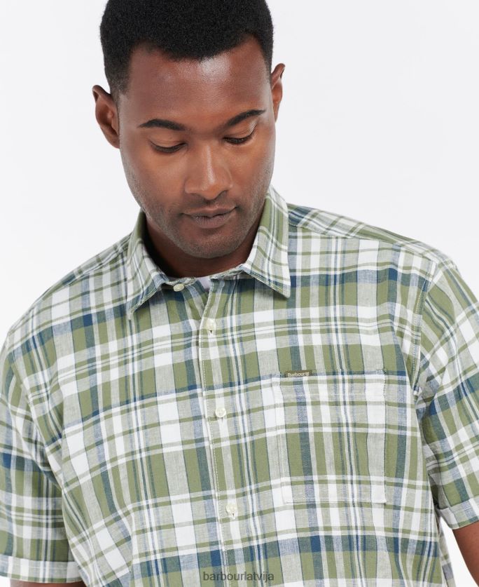 Barbour vīriešiem bodmin vasaras krekls ar īsām piedurknēm P8J88A396 apģērbs olīvu