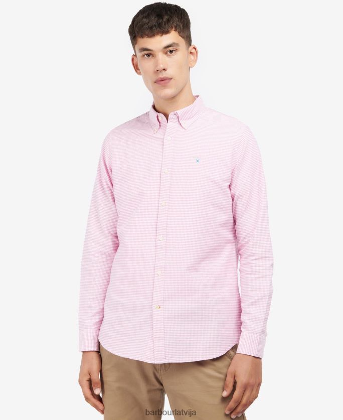 Barbour vīriešiem gingham oxford pielāgots krekls P8J88A405 apģērbs klasisks rozā