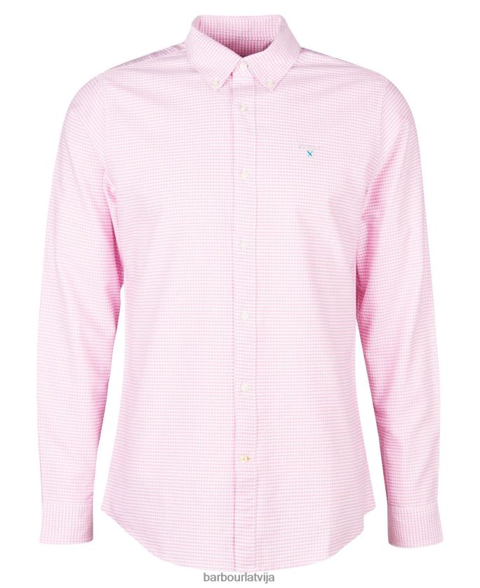 Barbour vīriešiem gingham oxford pielāgots krekls P8J88A405 apģērbs klasisks rozā