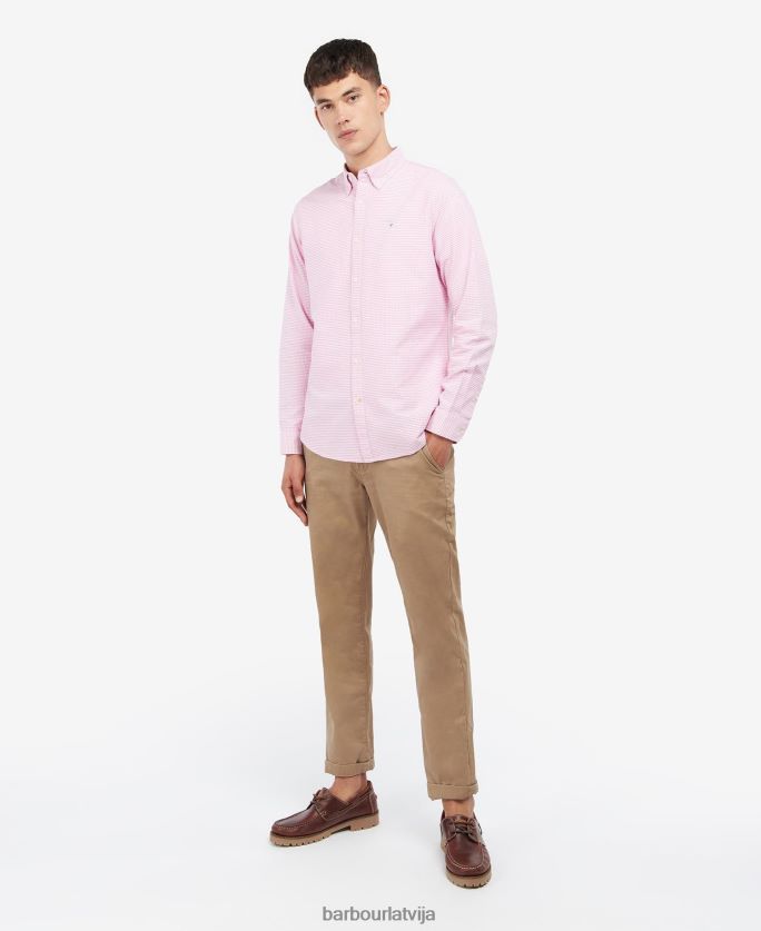 Barbour vīriešiem gingham oxford pielāgots krekls P8J88A405 apģērbs klasisks rozā
