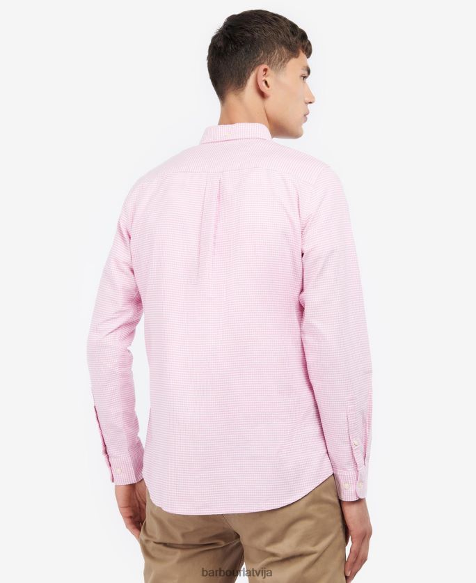 Barbour vīriešiem gingham oxford pielāgots krekls P8J88A405 apģērbs klasisks rozā