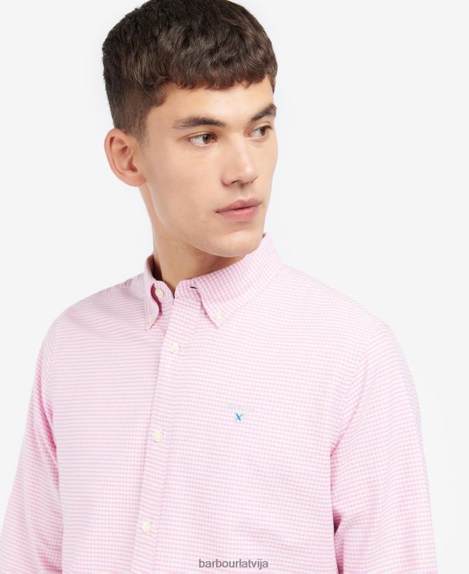 Barbour vīriešiem gingham oxford pielāgots krekls P8J88A405 apģērbs klasisks rozā
