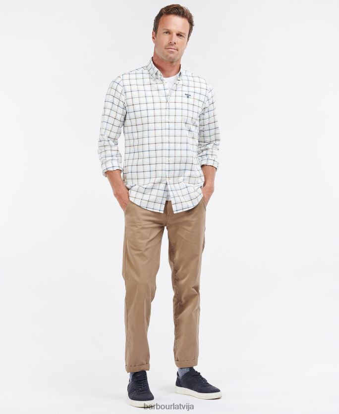 Barbour vīriešiem krantoka krekls P8J88A307 apģērbs balts
