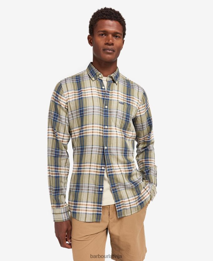 Barbour vīriešiem krekls pie ādas P8J88A482 apģērbs vidus zils