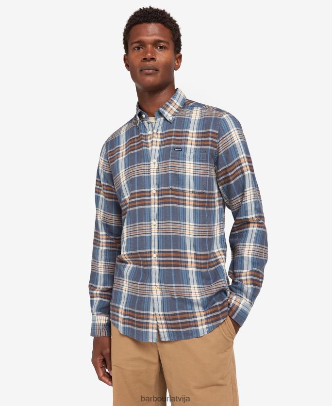 Barbour vīriešiem krekls pie ādas P8J88A516 apģērbs vidus zils