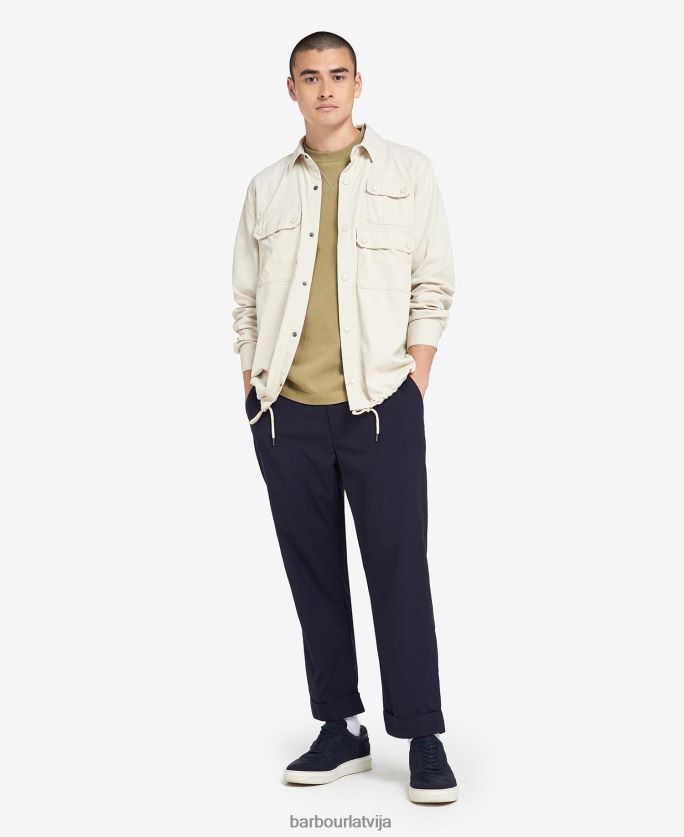 Barbour vīriešiem leo virskrekls P8J88A468 apģērbs balts akmens