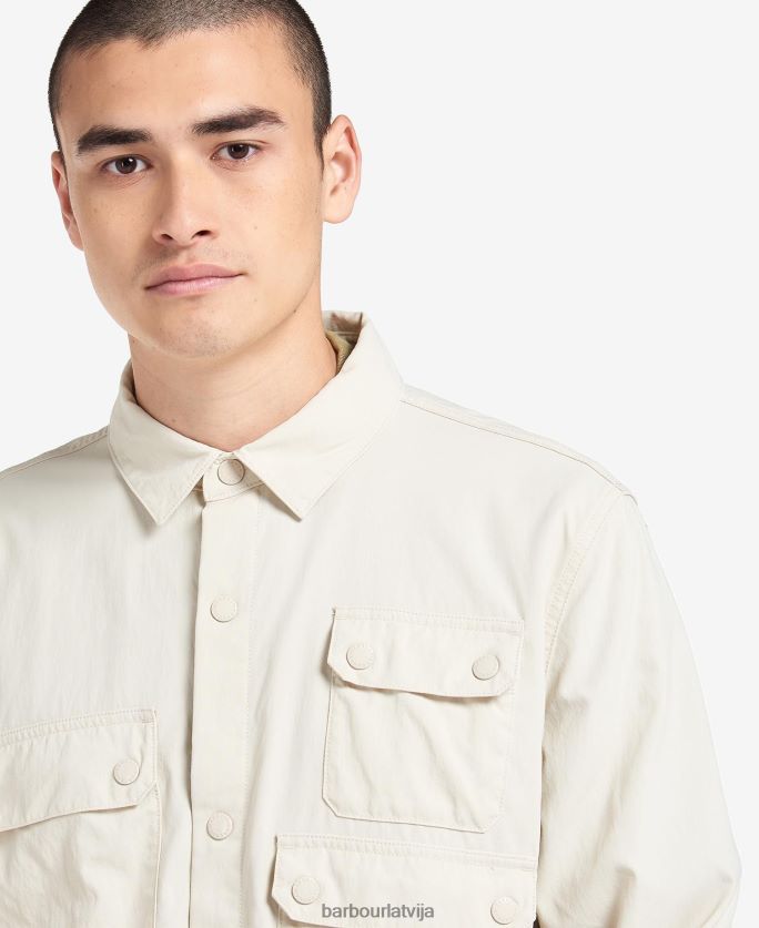 Barbour vīriešiem leo virskrekls P8J88A468 apģērbs balts akmens