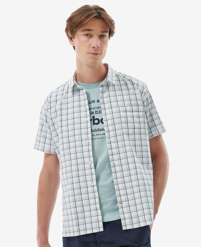 Barbour vīriešiem markgrāfa vasaras krekls P8J88A428 apģērbs klasisks balts
