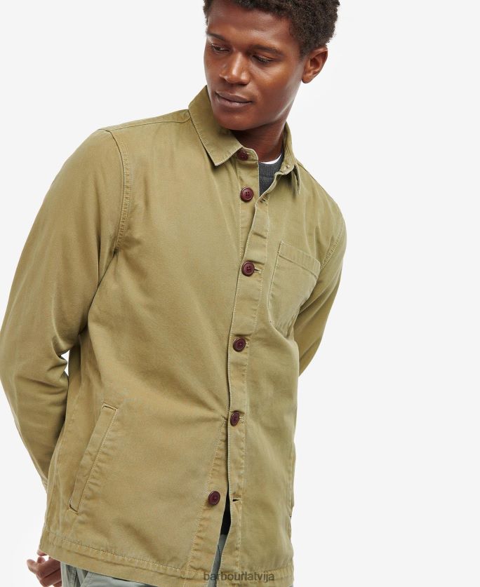 Barbour vīriešiem mazgāts kokvilnas virskrekls P8J88A528 apģērbs balinātas olīvas