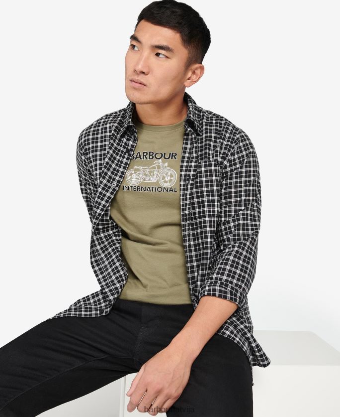 Barbour vīriešiem mccloud rūtains krekls P8J88A451 apģērbs melns/čuksti balts