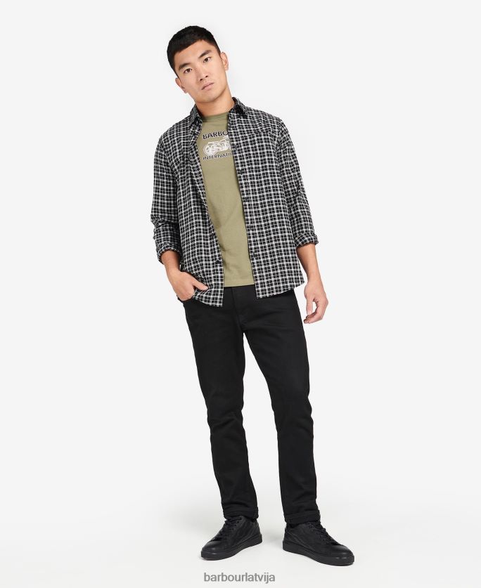 Barbour vīriešiem mccloud rūtains krekls P8J88A451 apģērbs melns/čuksti balts