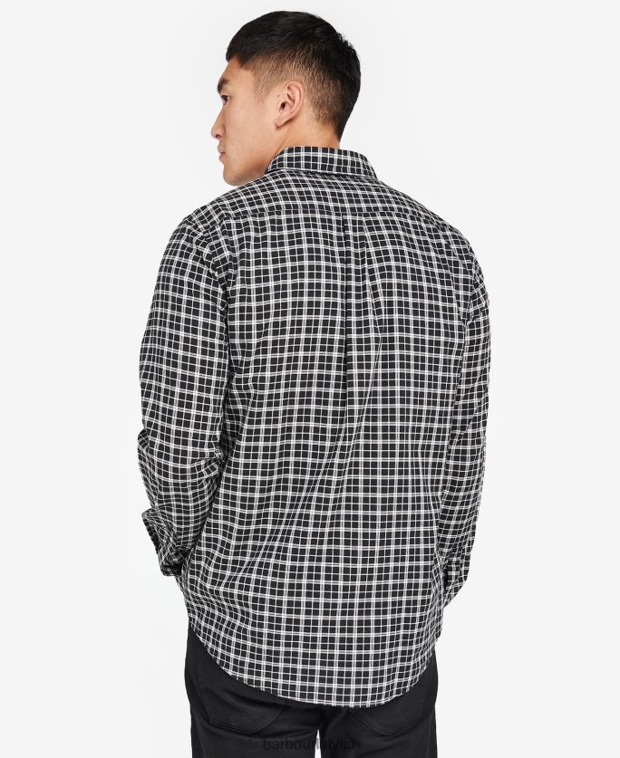 Barbour vīriešiem mccloud rūtains krekls P8J88A451 apģērbs melns/čuksti balts