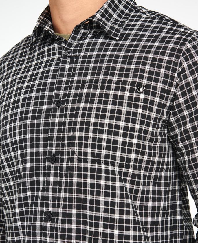 Barbour vīriešiem mccloud rūtains krekls P8J88A451 apģērbs melns/čuksti balts